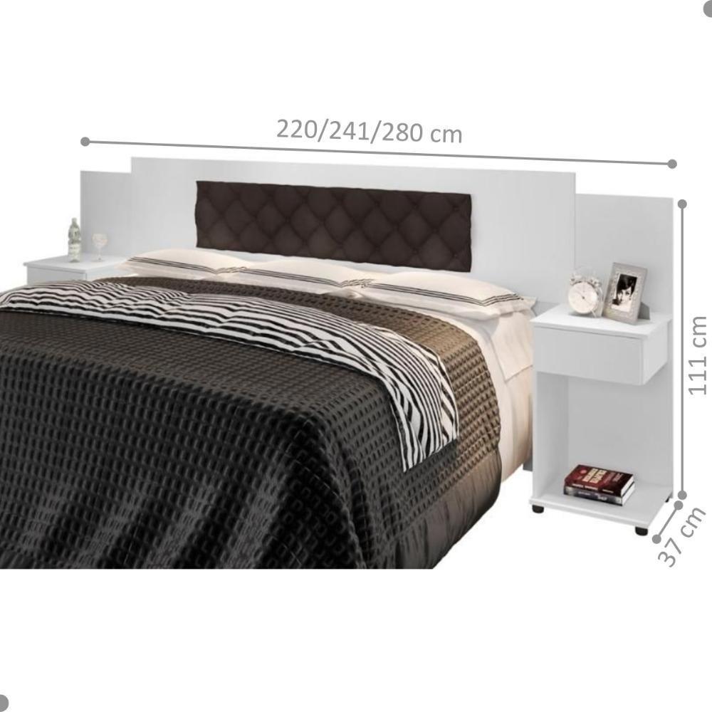 Cabeceira Box Bruna Branco Com Capitonê Marrom - 2