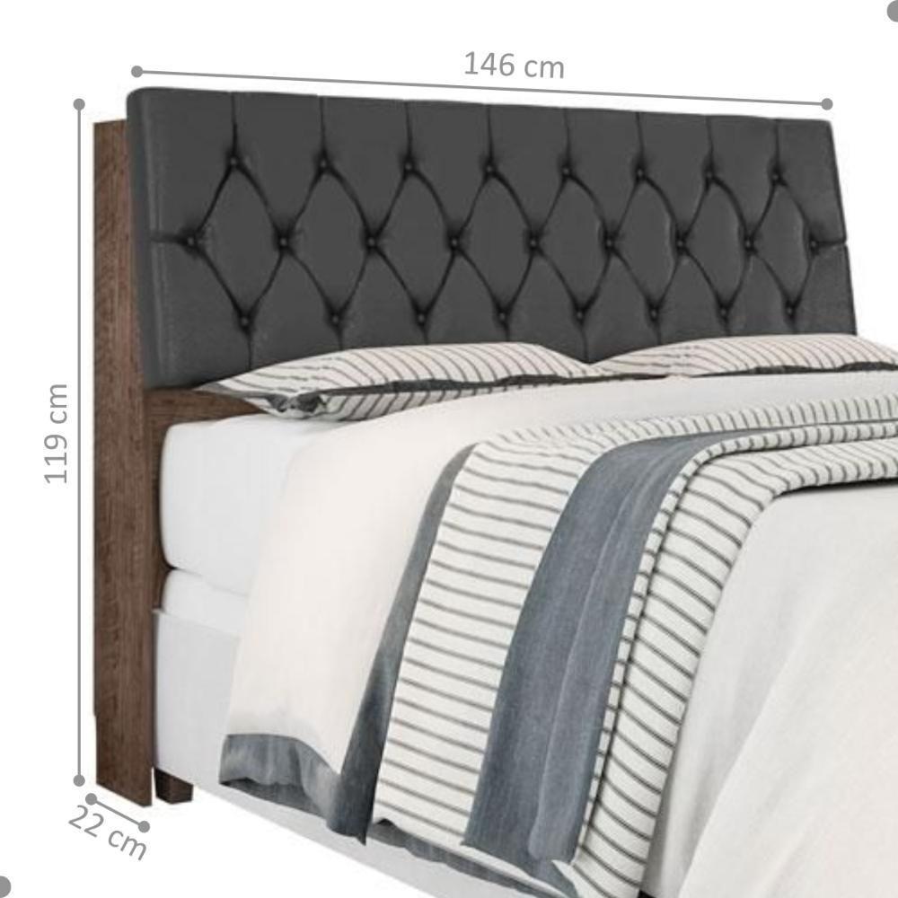 Cabeceira Box Casal Isis Chocolate Com Capitonê Preto - 2