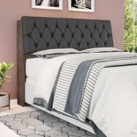 Cabeceira Box Casal Isis Chocolate Com Capitonê Preto - 1