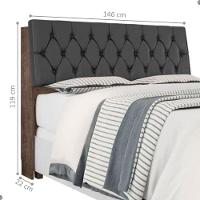 Cabeceira Box Casal Isis Chocolate Com Capitonê Preto - 2