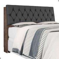 Cabeceira Box Casal Isis Chocolate Com Capitonê Preto - 3