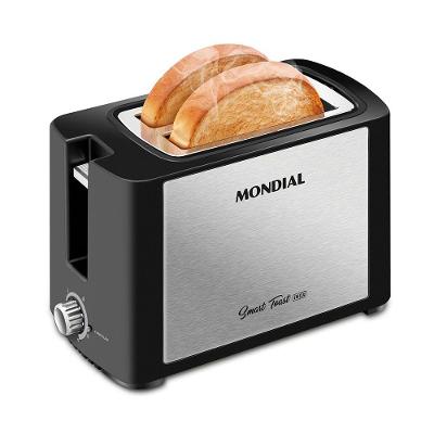 Torradeira Elétrica T-13 Smart Toast 2 Aberturas e 6 Níveis Preto e Inox Mondial