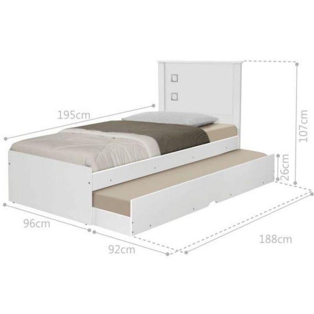 Cama Bibox Solteiro Barcelona Branco Com Colchões - 1