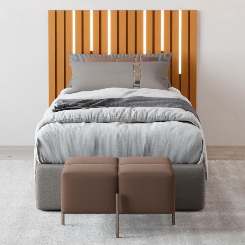 Cabeceira Ripada Cama De Solteiro Com Led Nagoia Nature - 1