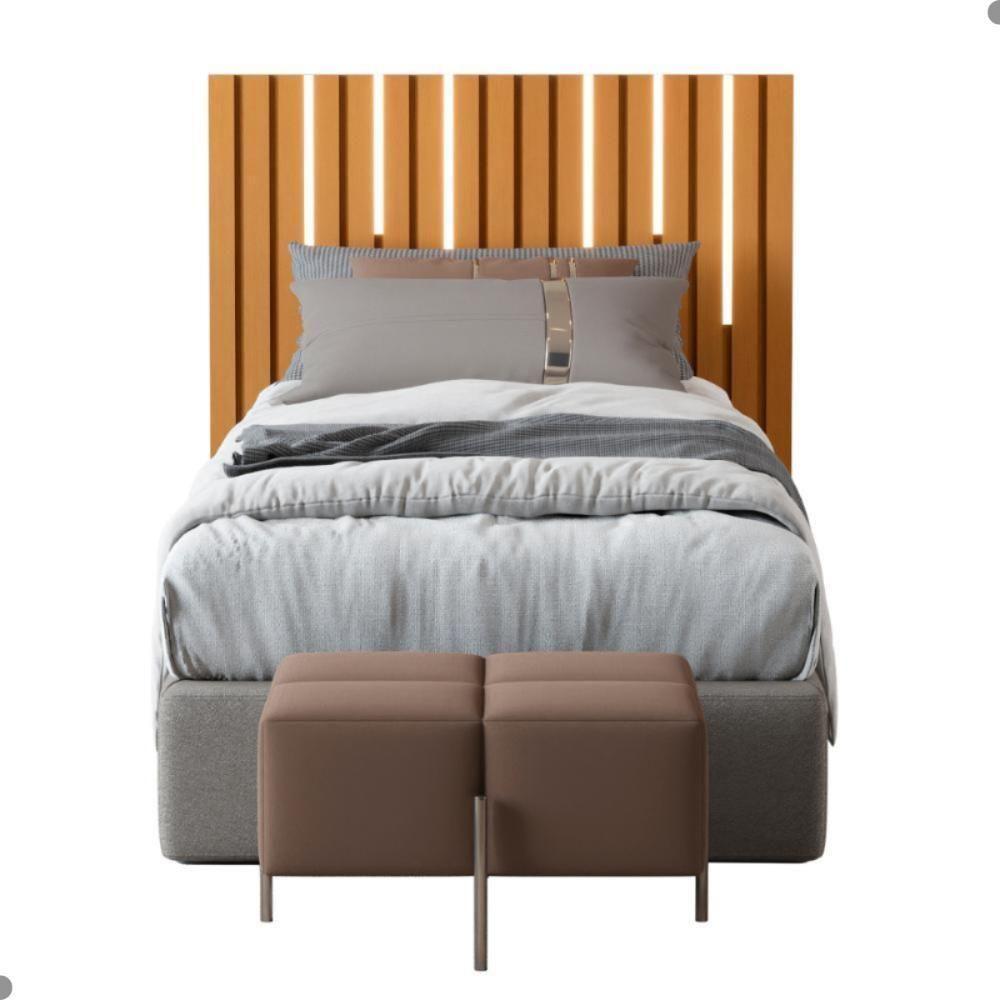 Cabeceira Ripada Cama De Solteiro Com Led Nagoia Nature - 4
