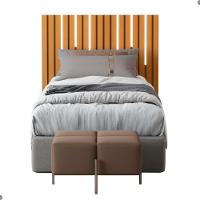 Cabeceira Ripada Cama De Solteiro Com Led Nagoia Nature - 4