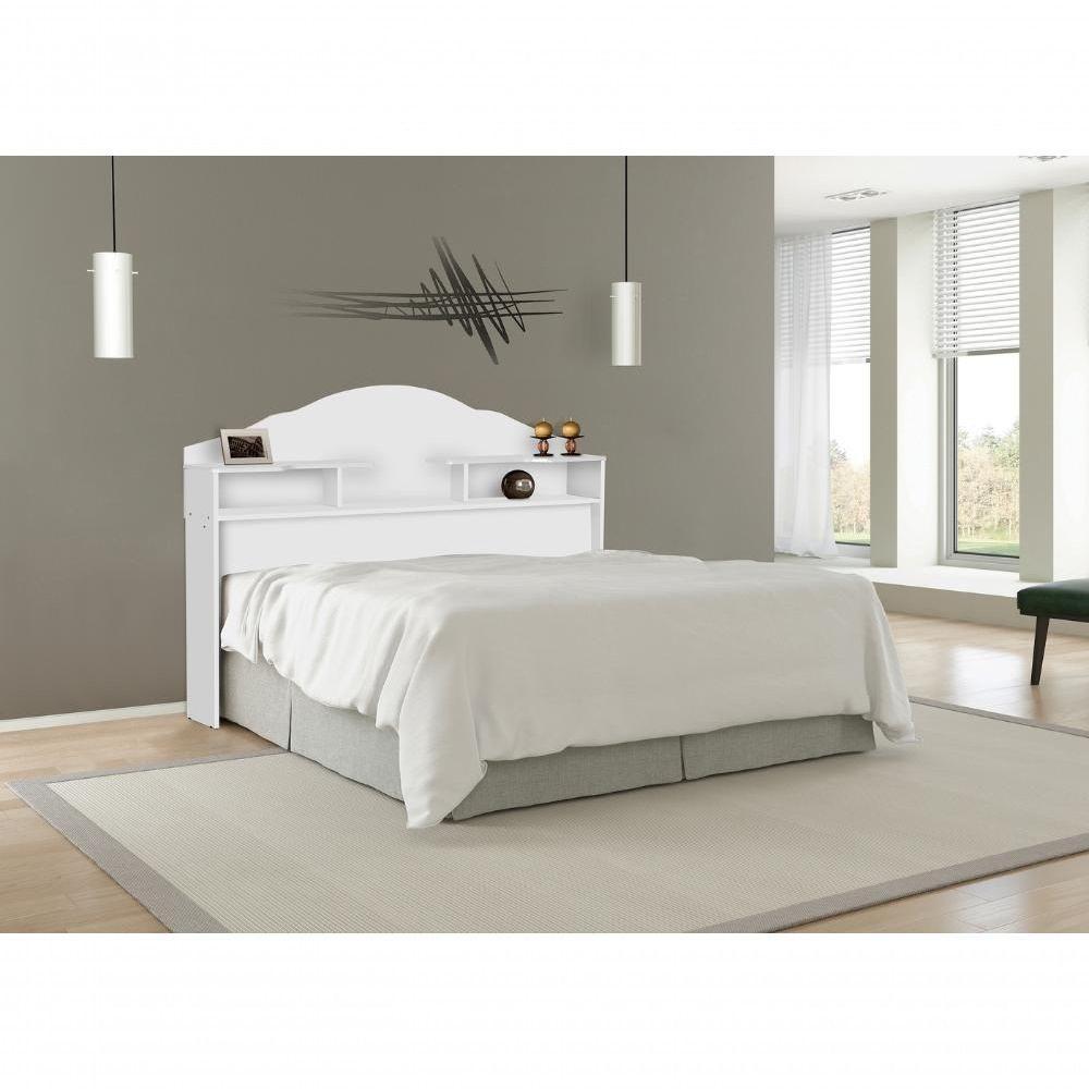 Cabeceira Casal Com Prateleiras Aquino Branco - 3