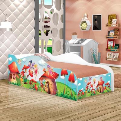 Cama Carro Fun Adesivada Fadinhas Meninas Solteiro