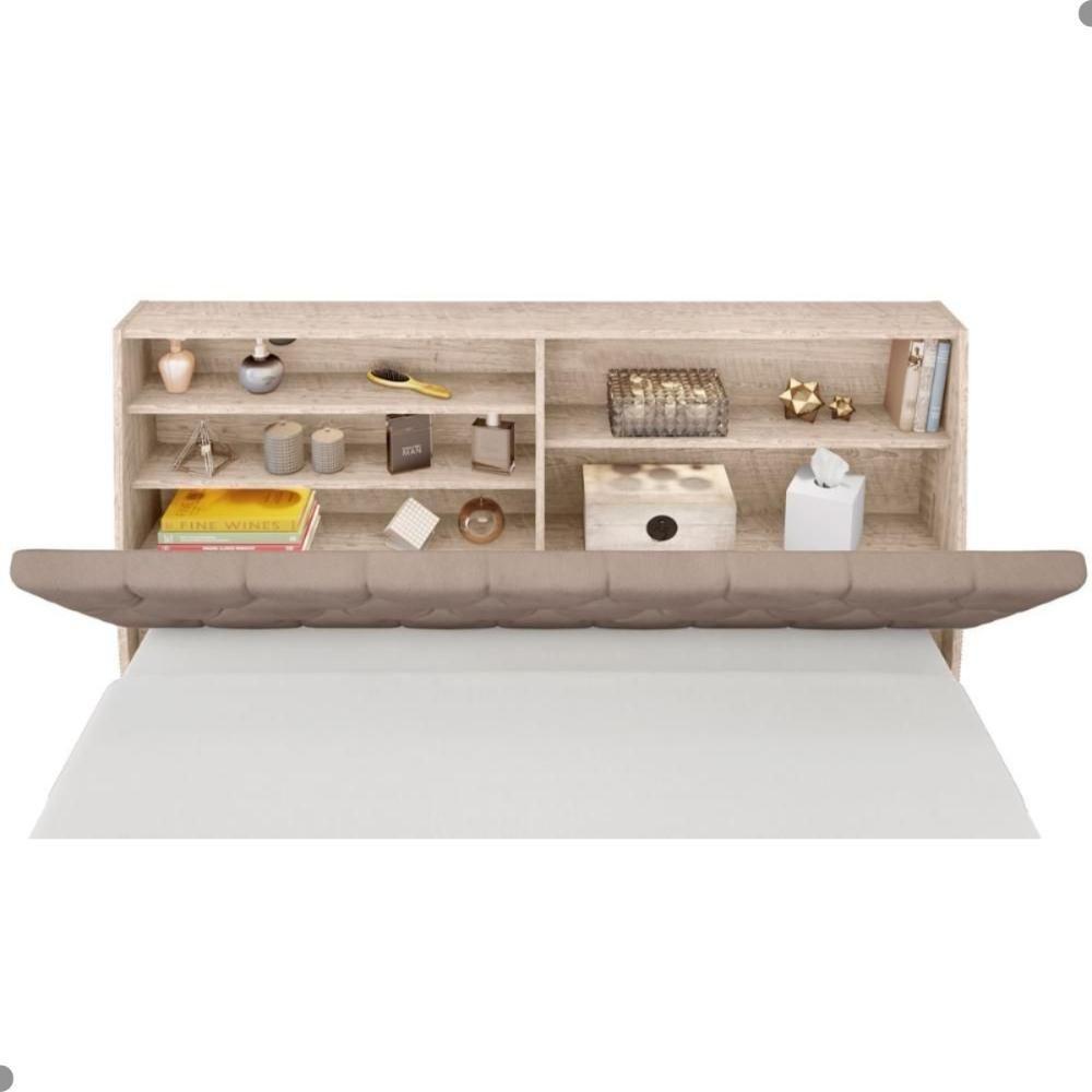 Cabeceira Box Casal Isis Amarula Com Capitonê Bege - 4