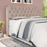 Cabeceira Box Casal Isis Amarula Com Capitonê Bege - 1