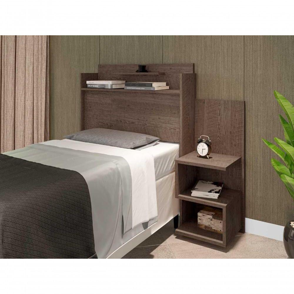 Cabeceira Box Solteiro Austin Mesa De Cabeceira Chocolate - 4