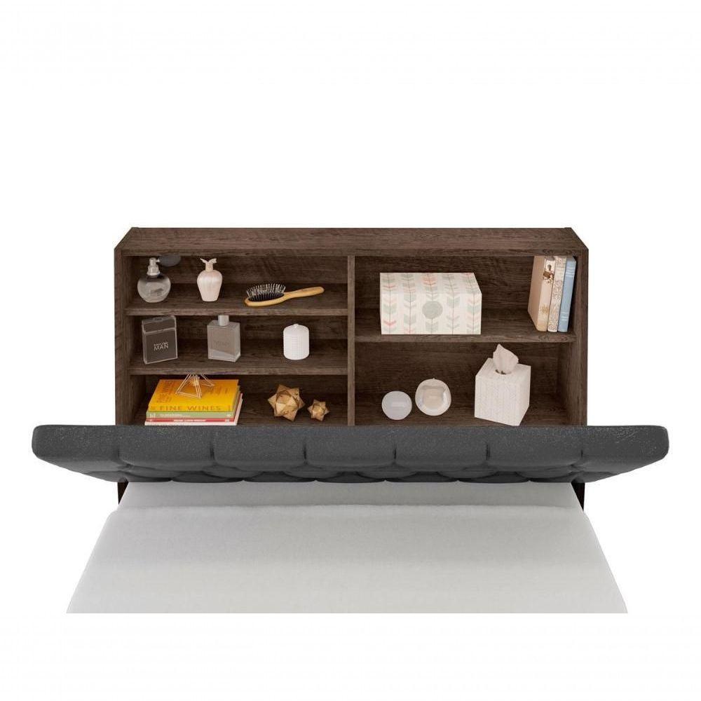 Cabeceira Box Solteiro Isis Chocolate Com Capitonê Preto - 1