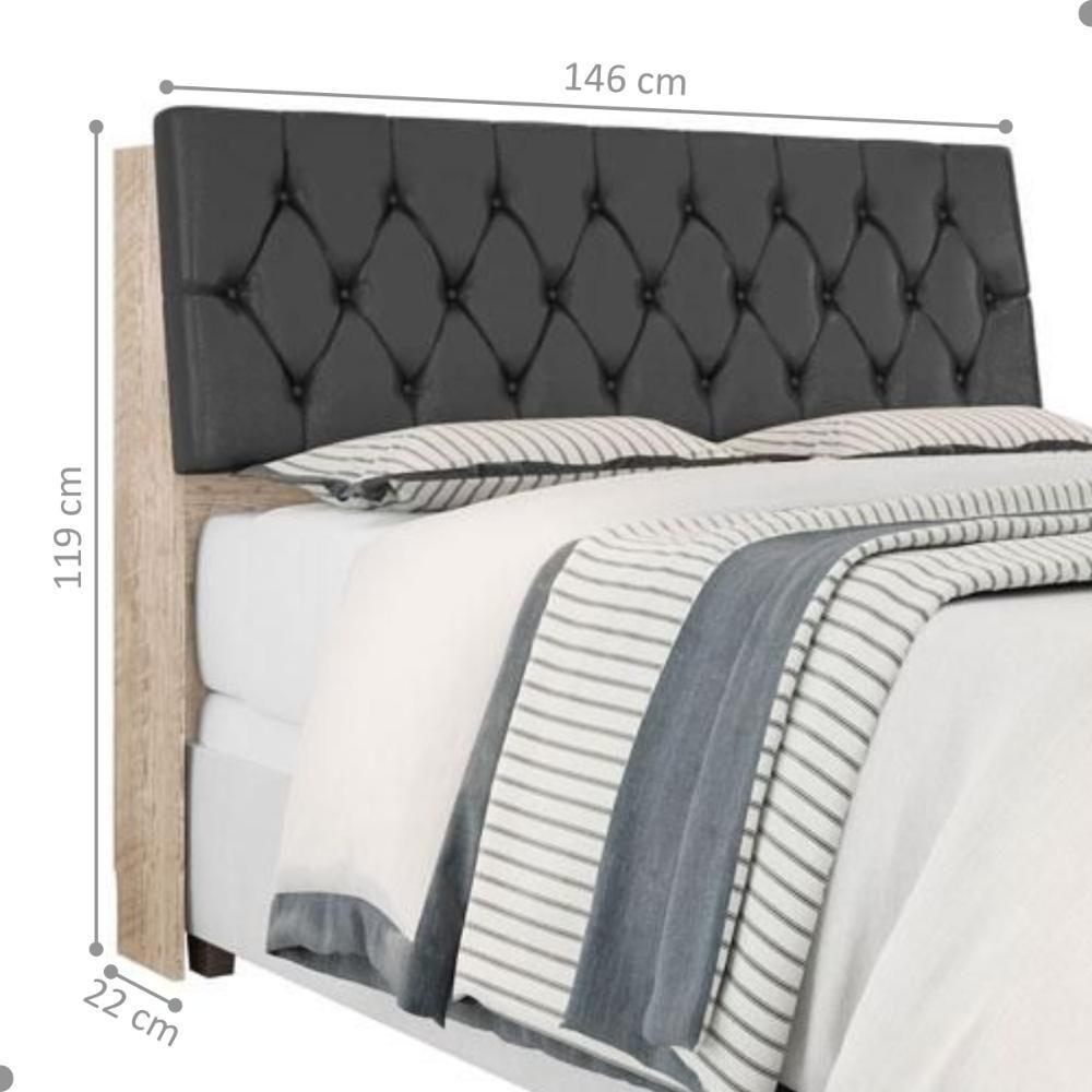 Cabeceira Box Casal Isis Amarula Com Capitonê Preto - 2