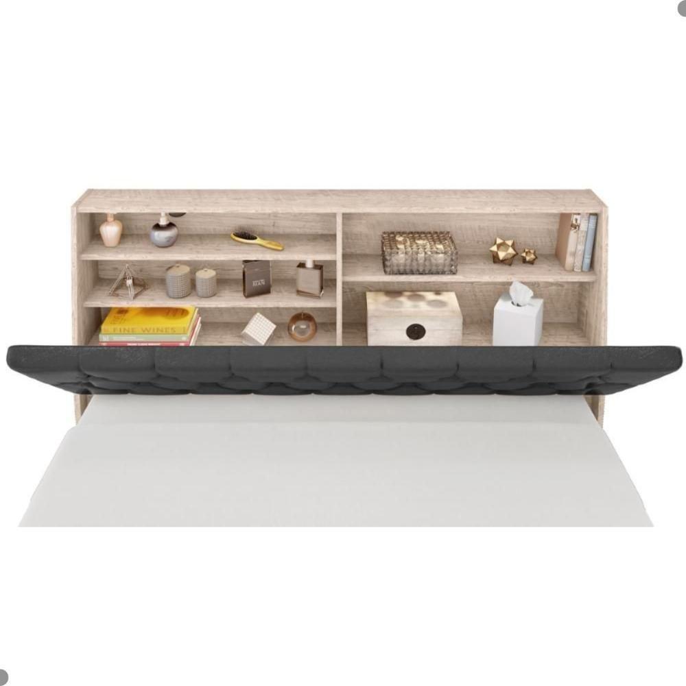 Cabeceira Box Casal Isis Amarula Com Capitonê Preto - 4