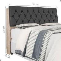 Cabeceira Box Casal Isis Amarula Com Capitonê Preto - 2