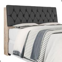 Cabeceira Box Casal Isis Amarula Com Capitonê Preto - 3