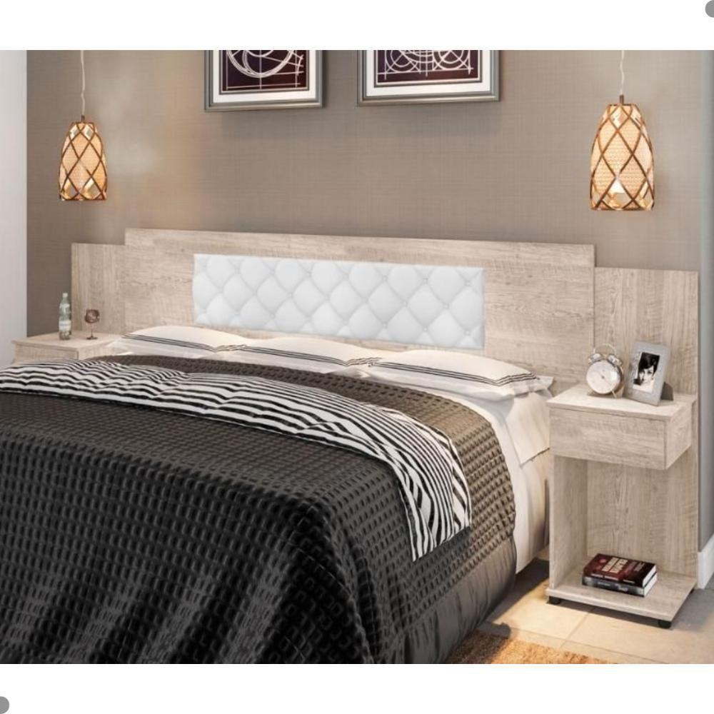 Cabeceira Box Bruna Amarula Com Capitonê Branco - 1