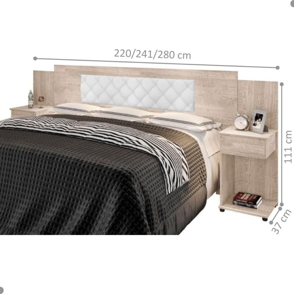 Cabeceira Box Bruna Amarula Com Capitonê Branco - 2