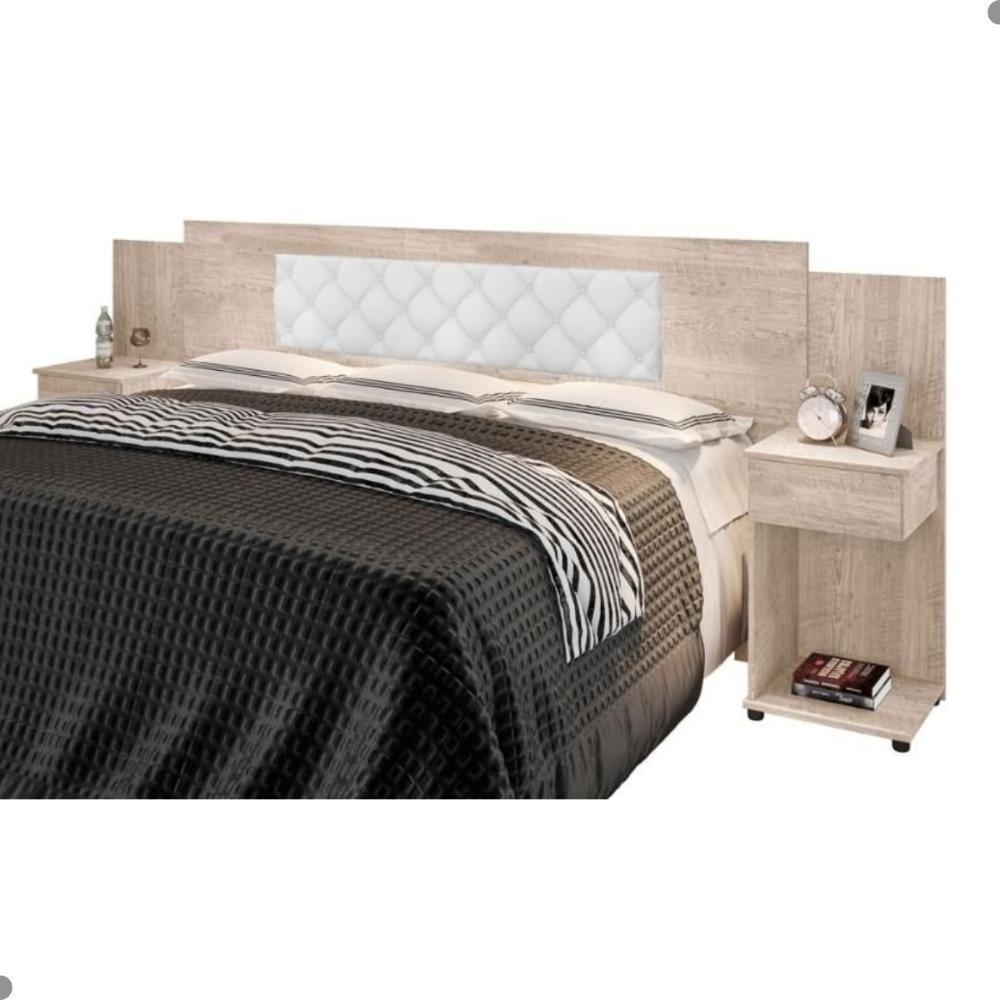 Cabeceira Box Bruna Amarula Com Capitonê Branco - 3