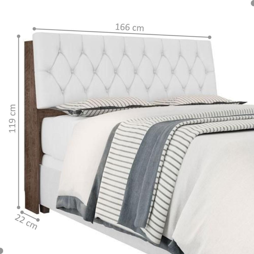 Cabeceira Box Queen Isis Chocolate Com Capitonê Branco - 2