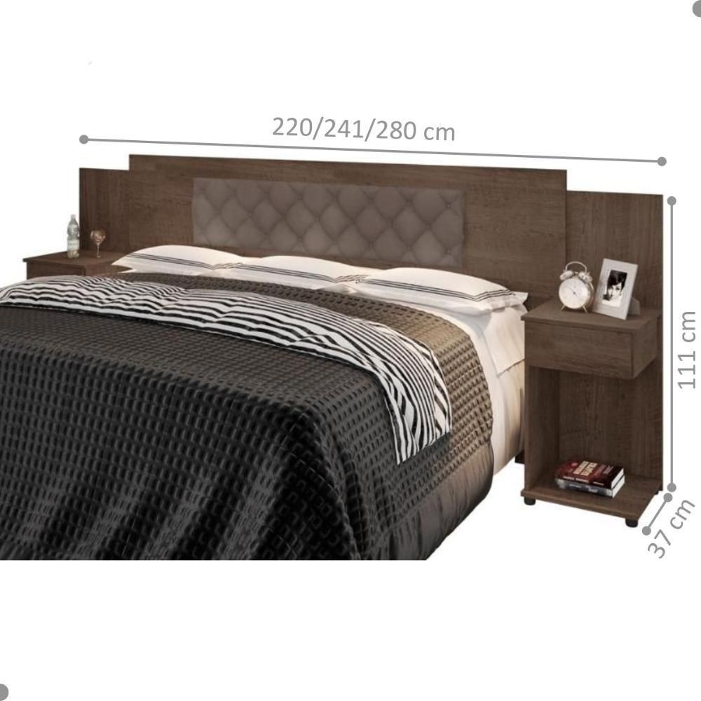Cabeceira Box Bruna Chocolate Com Capitonê Bege Escuro - 2