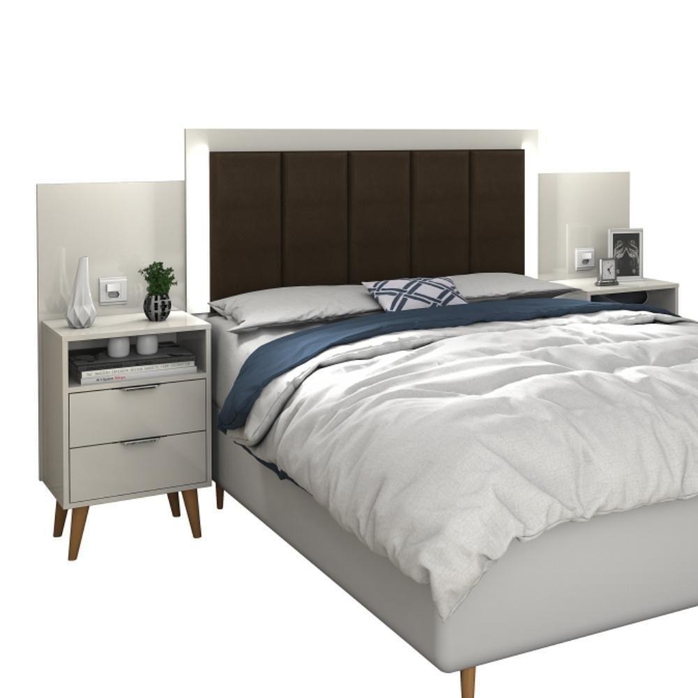 Cabeceira Regulável Triz Com Mesa De Cabeceira Off White - 2