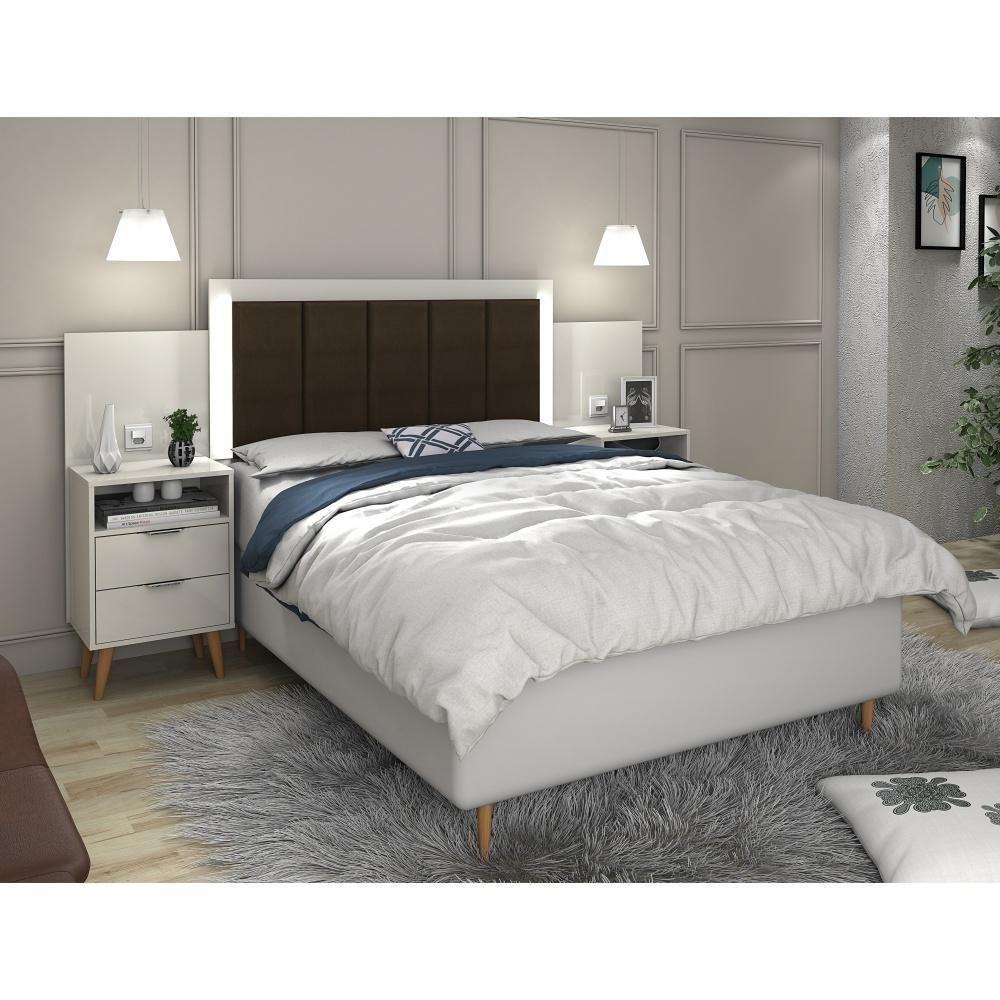 Cabeceira Regulável Triz Com Mesa De Cabeceira Off White - 4