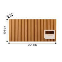 Cabeceira Ripada Cama Casal Com 1 Mesa Turim Nature Pérola - 2