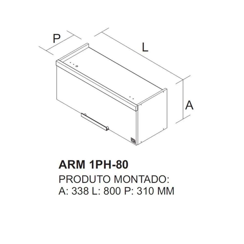 Armário Aéreo Horizontal De Cozinha 80cm 1 Porta New Porto - Itatiaia Freijó-grafite - 2