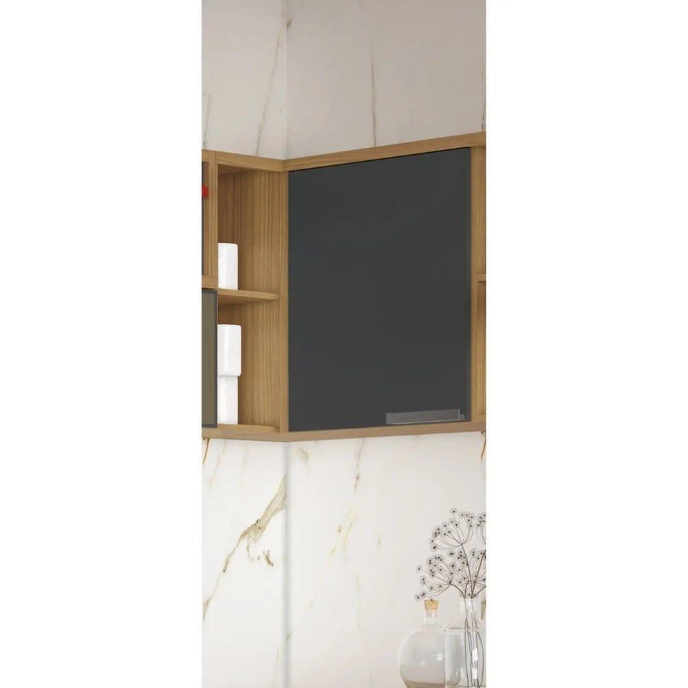 Armário Aéreo Canto De Cozinha 1 Porta New Porto - Itatiaia Freijó-grafite - 4