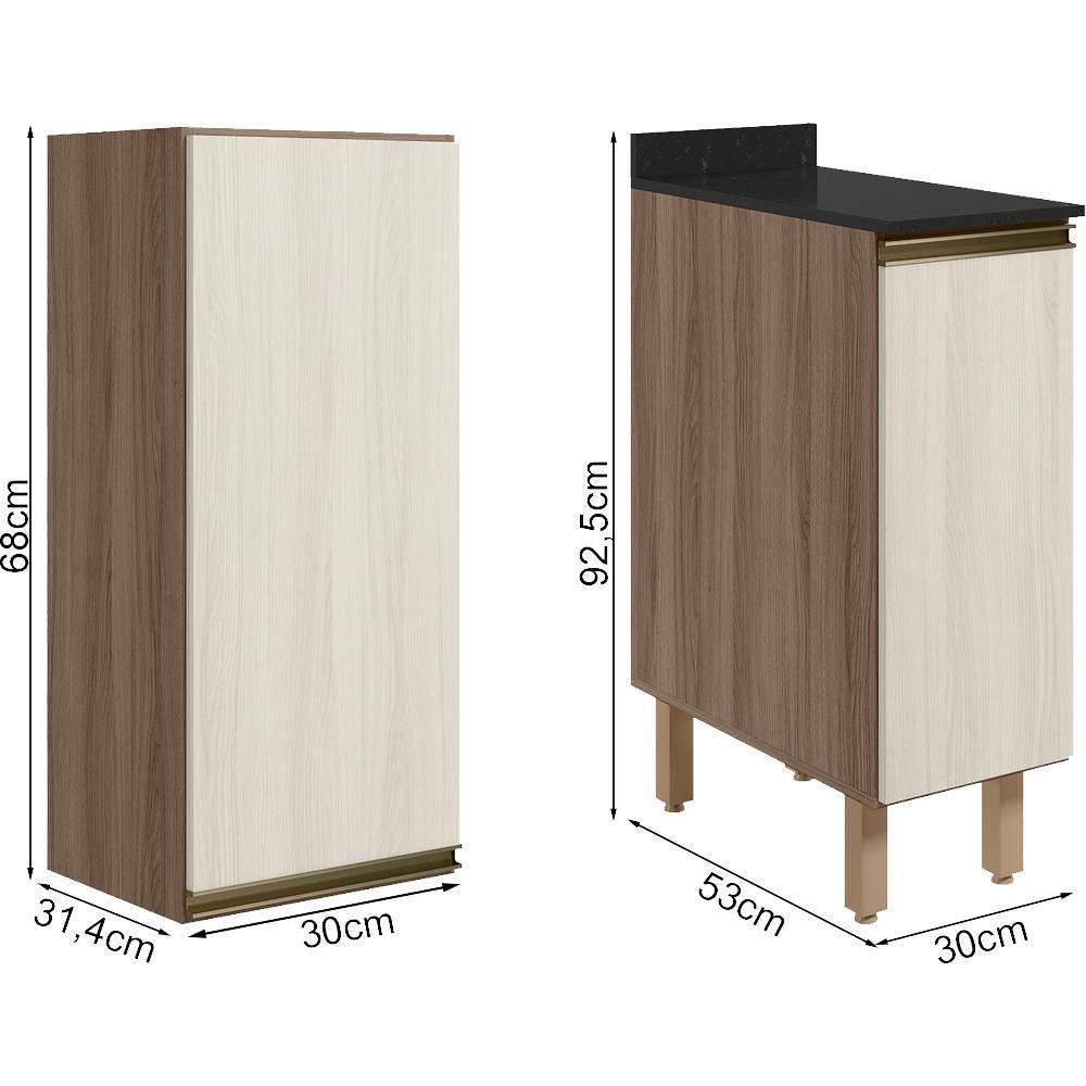 Armario Aereo Balcao 1 Porta 30cm Mdf Kali Nicioli Carvalho Toq Bianco Toq - 3