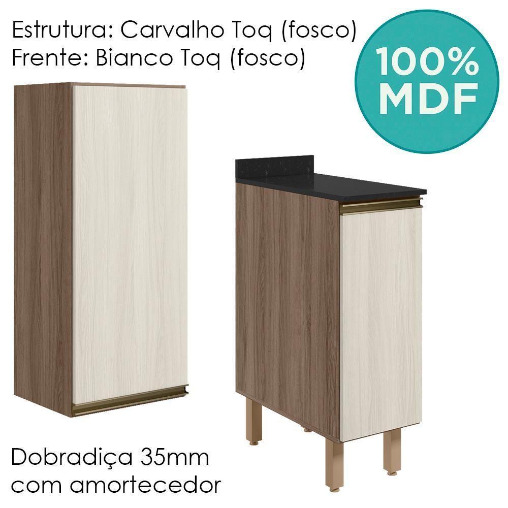 Armario Aereo Balcao 1 Porta 30cm Mdf Kali Nicioli Carvalho Toq Bianco Toq - 4