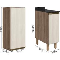 Armario Aereo Balcao 1 Porta 30cm Mdf Kali Nicioli Carvalho Toq Bianco Toq - 3