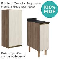 Armario Aereo Balcao 1 Porta 30cm Mdf Kali Nicioli Carvalho Toq Bianco Toq