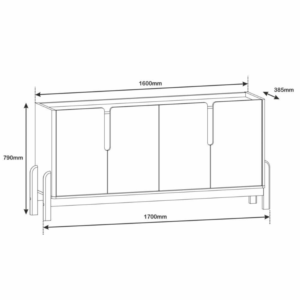 Buffet Lizz 170cm 4 Portas C/ 6 Espaços Internos Cedro - 4