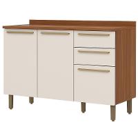 Balcao Pia Com Tampo 3 Portas 120 Cm Requinte Henn Nature Areia - 1