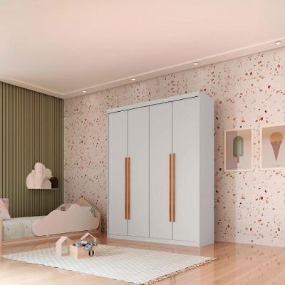 Guarda Roupa Infantil Sonho 4 Portas 2 Gavetas Branco-naturalle MDF
