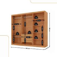 Guarda Roupa Casal Connor 100% Mdf 3 Portas 4 Gavetas Naturalle - 3