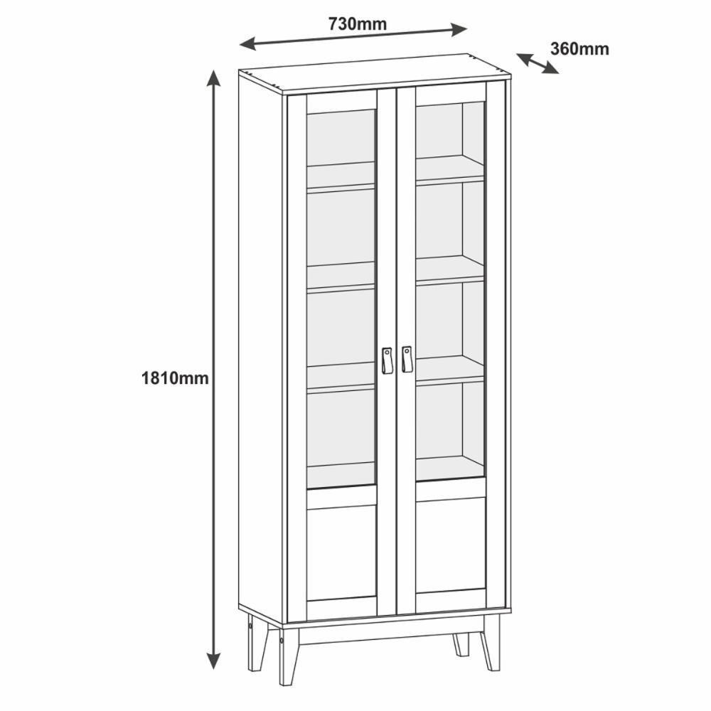 Cristaleira íris 2 Portas C/ Prateleiras Para Vinhos E Taças Cedro - 3