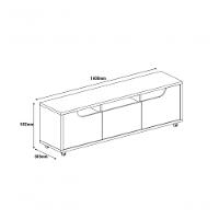 Rack Jersey 160cm C/ Gaveta 2 Portas E Prateleiras P/ Itens Sala De Estar Cedro Off White - 3