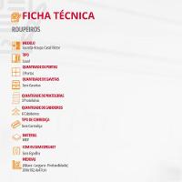 Guarda Roupa Vitor Em Mdf 3 Portas E 6 Cabideiros Moderna Naturalle - 5