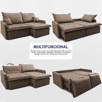 Sofá Sem Caixa Retrátil 1,60m Softgel Luna Velusoft Castor Cama Inbox - 5