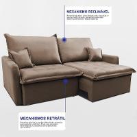 Sofá Sem Caixa Retrátil 1,60m Softgel Luna Velusoft Castor Cama Inbox - 6