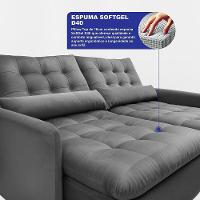 Sofá Sem Caixa Retrátil 1,60m Softgel Celeste Velusoft Cinza Cama Inbox - 2