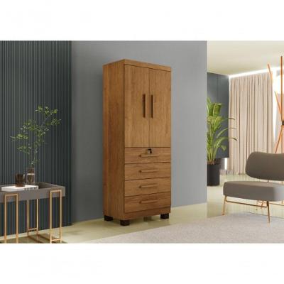 Guarda Roupa Roupeiro New Maia 2 Portas de Bater 4 Gavetas Branco Cinamomo MDP