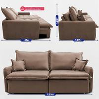 Sofá Sem Caixa Retrátil 1,80m Softgel Luna Velusoft Castor Cama Inbox