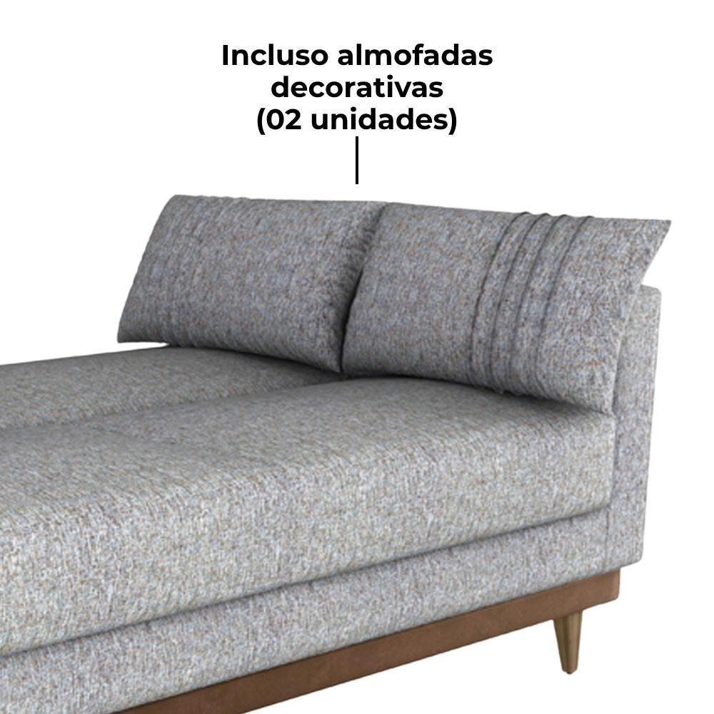 Sofa Cama 2 Lugares 203 Cm Linho Plano Milenum Corino Whisk Milani Store Palha - 8