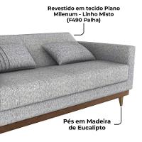 Sofa Cama 2 Lugares 203 Cm Linho Plano Milenum Corino Whisk Milani Store Palha - 5