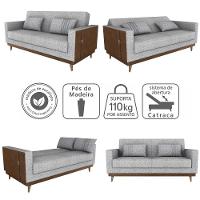 Sofa Cama 2 Lugares 203 Cm Linho Plano Milenum Corino Whisk Milani Store Palha - 9