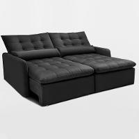 Sofá Sem Caixa Retrátil 2,00m Softgel Celeste Velusoft Preto Cama Inbox - 3